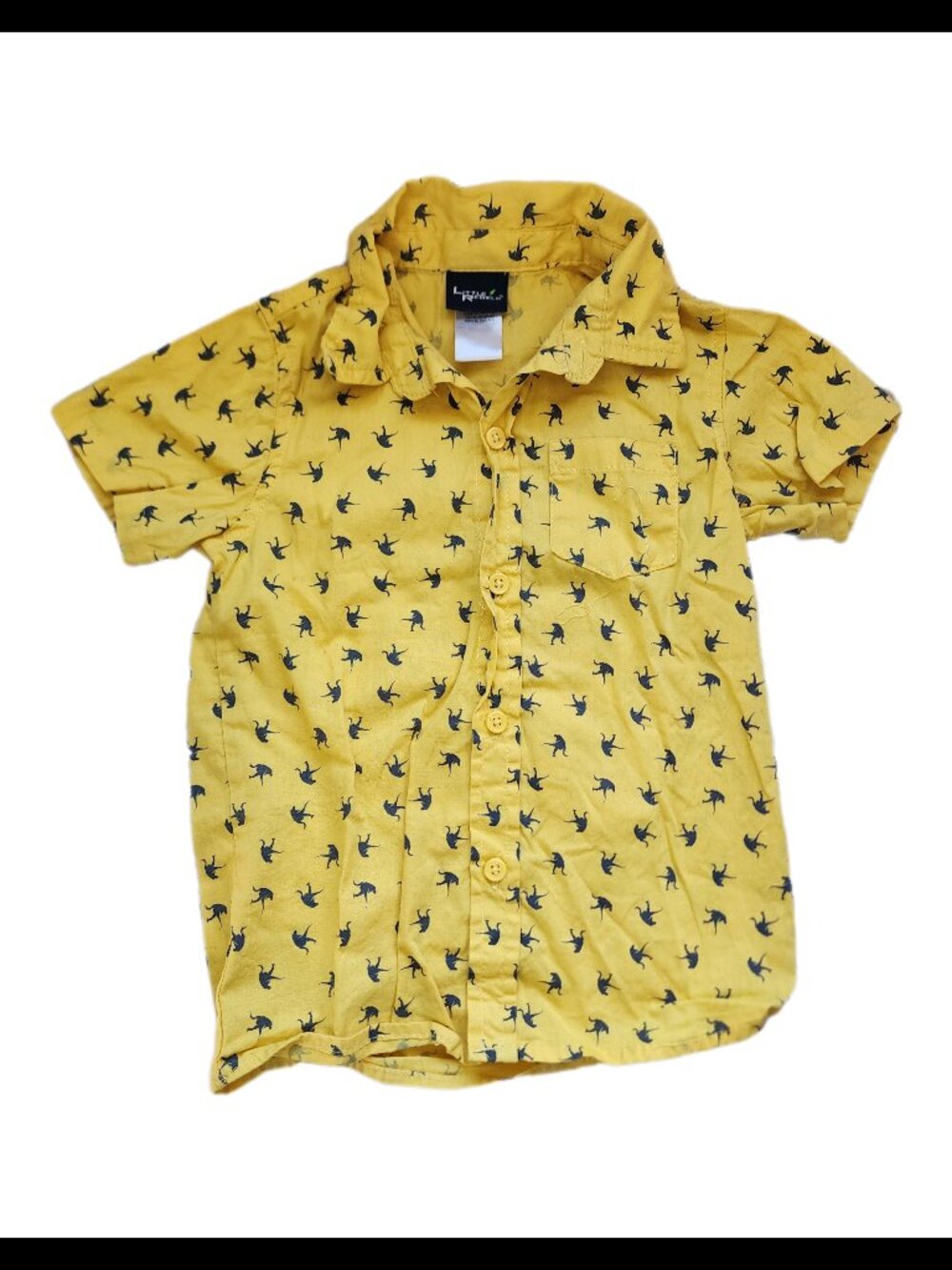 10/$10 - Boys Yellow Dinosaur Pattern Button Down Shirt